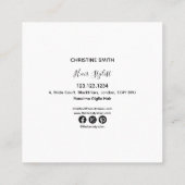 Elegante Schwarz-Weiß-Blume und Ite-Blau Quadratische Visitenkarte (Rückseite)