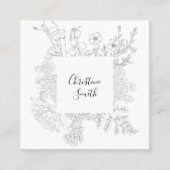 Elegante Schwarz-Weiß-Blume und Ite-Blau Quadratische Visitenkarte (Vorderseite)