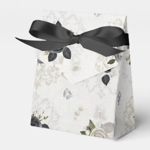 Elegante Schwarz-Weiß-Blumen-Geschenkbox Geschenkschachtel