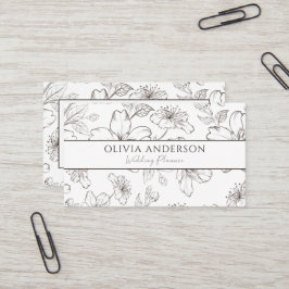 Elegante Schwarz-Weiß-Blumen Moderne Kunst, Dichtu Visitenkarte