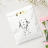 Elegante Schwarz-Weiß-Blumen-Monogramm-Hochzeit Geschenktütchen (Versiegelt)