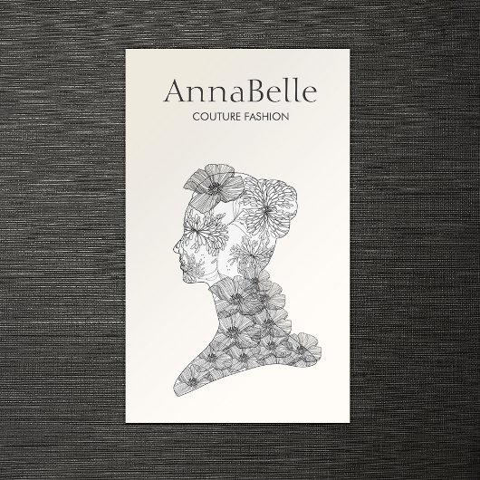 Elegante Schwarz-Weiß-Blumen-Schönheit Visitenkarte