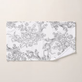 Elegante Schwarz-Weiß-Blumen-Toile Badhandtuch Set (Handtuch)