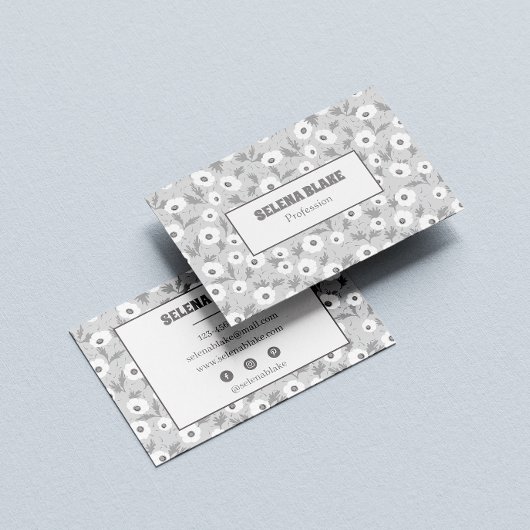 Elegante Schwarz-Weiß-Blüte, modern und trendig Visitenkarte