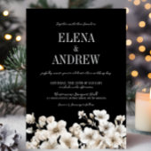 Elegante Schwarz-Weiß-Blütenhochzeit Einladung