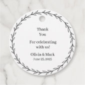 Elegante Schwarz-Weiß-Blütenhochzeit Geschenkanhänger (Vorderseite)