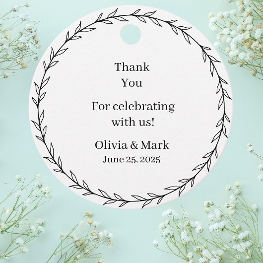 Elegante Schwarz-Weiß-Blütenhochzeit Geschenkanhänger