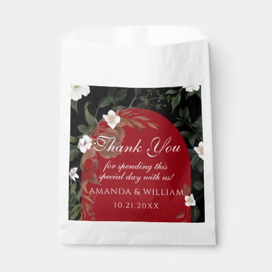 Elegante Schwarz-Weiß-Blütenhochzeit Geschenktütchen (Vorderseite)