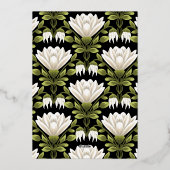 Elegante Schwarz-Weiß-Blütenhochzeit: Kalligraphie Folieneinladung (Rückseite)