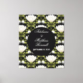 Elegante Schwarz-Weiß-Blütenhochzeit: Kalligraphie Leinwanddruck (Vorderseite)
