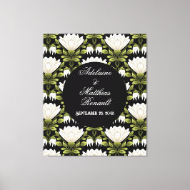Elegante Schwarz-Weiß-Blütenhochzeit: Kalligraphie Leinwanddruck