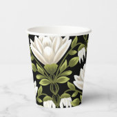 Elegante Schwarz-Weiß-Blütenhochzeit: Kalligraphie Pappbecher (Rückseite)