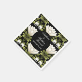 Elegante Schwarz-Weiß-Blütenhochzeit: Kalligraphie Serviette (Ecke)