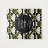 Elegante Schwarz-Weiß-Blütenhochzeit: Kalligraphie Wandteppich (Vorderseite (Horizontal))