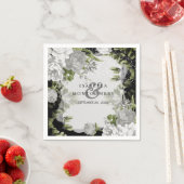 Elegante Schwarz-Weiß-Blütenhochzeit Serviette (Beispiel)