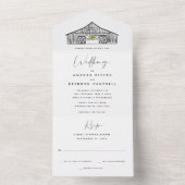 Elegante Schwarz-Weiß-Braun-Hochzeit All In One Einladung (Innen Boden)