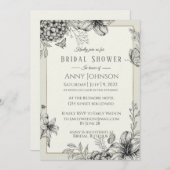 Elegante Schwarz-Weiß-Brautdusche Einladung (Vorne/Hinten)