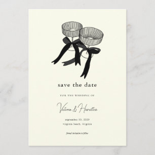 Elegante Schwarz-Weiß-Champagne-Save-the-Date Einladung