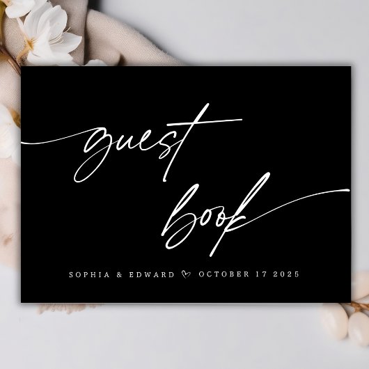 Elegante Schwarz-Weiß-Chic-Hochzeit Gästebuch
