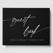 Elegante Schwarz-Weiß-Chic-Hochzeit Gästebuch (Vorderseite)