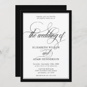 Elegante Schwarz & Weiß Classic Hochzeit Einladung (Vorne/Hinten)