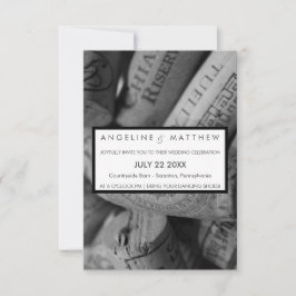 Elegante Schwarz-Weiß-Cork Hochzeitskarte Einladung