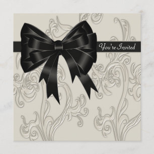 Elegante Schwarz Weiß Creme Wirbel Party Einladung