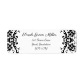 Elegante Schwarz-weiß Damask Hochzeit Rücksendeadr (Vorne)