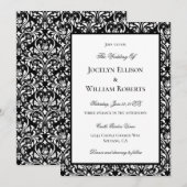 Elegante Schwarz-Weiß-Damaskus-Hochzeit Einladung (Vorne/Hinten)