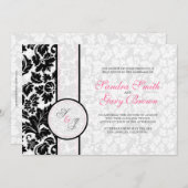 Elegante Schwarz-Weiß-Damaskus-Hochzeit Einladung (Vorne/Hinten)