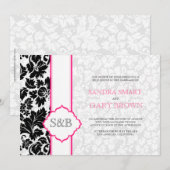 Elegante Schwarz-Weiß-Damaskus-Hochzeit Einladung (Vorne/Hinten)