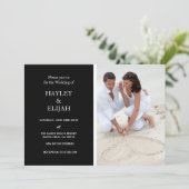 Elegante Schwarz-Weiß-Damaskus-Hochzeit Einladung (Stehend Vorderseite)