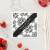 Elegante Schwarz-Weiß-Damaskus-Hochzeit Napkin Serviette (Beispiel)