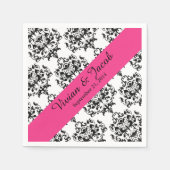 Elegante Schwarz-Weiß-Damaskus-Hochzeit Napkin Serviette (Vorderseite)