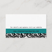 Elegante Schwarz-Weiß-Damaskus-Hochzeitskarte Begleitkarte (Rückseite)