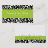 Elegante Schwarz-Weiß-Damaskus-Hochzeitskarte Visitenkarte (Vorne/Hinten)