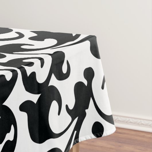 Elegante Schwarz-Weiß-Damaskus-Wirbel Tischdecke (Beispiel)