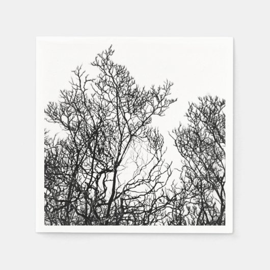 Elegante Schwarz-Weiß-Dekorierte Baum Serviette (Vorderseite)