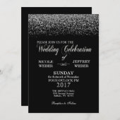 Elegante Schwarz-Weiß-Diamant-Hochzeitsfeier Einladung (Vorne/Hinten)