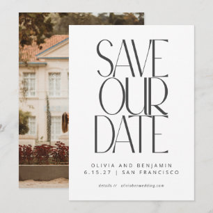 Elegante Schwarz-Weiß-Einfach-Moderne-Trend-Foto  Save The Date