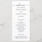 Elegante Schwarz-Weiß-Einfache Hochzeit Programm (Vorderseite)