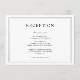 Elegante Schwarz/Weiß einfache Hochzeitsempfehlung Begleitkarte