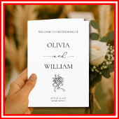 Elegante Schwarz-Weiß-Einfache Kalligrafie-Hochzei Programm