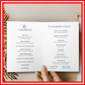 Elegante Schwarz-Weiß-Einfache Kalligrafie-Hochzei Programm