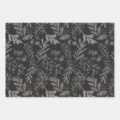 Elegante Schwarz-Weiß-Einfarbige Winter-Botanicals Geschenkpapier Set (Vorderseite 2)