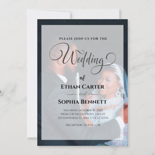 Elegante Schwarz-Weiß-Einladung Einladung (Vorderseite)