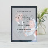 Elegante Schwarz-Weiß-Einladung Einladung (Stehend Vorderseite)