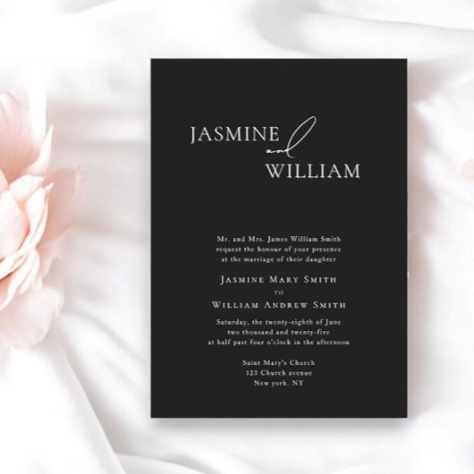 Elegante Schwarz-Weiß-Einladung Moderne Hochzeit Einladung