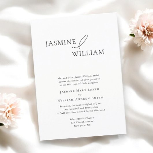 Elegante Schwarz-Weiß-Einladung Moderne Hochzeit Einladung