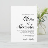 Elegante Schwarz-Weiß-Einladung zur Hochzeit Einladung (Stehend Vorderseite)